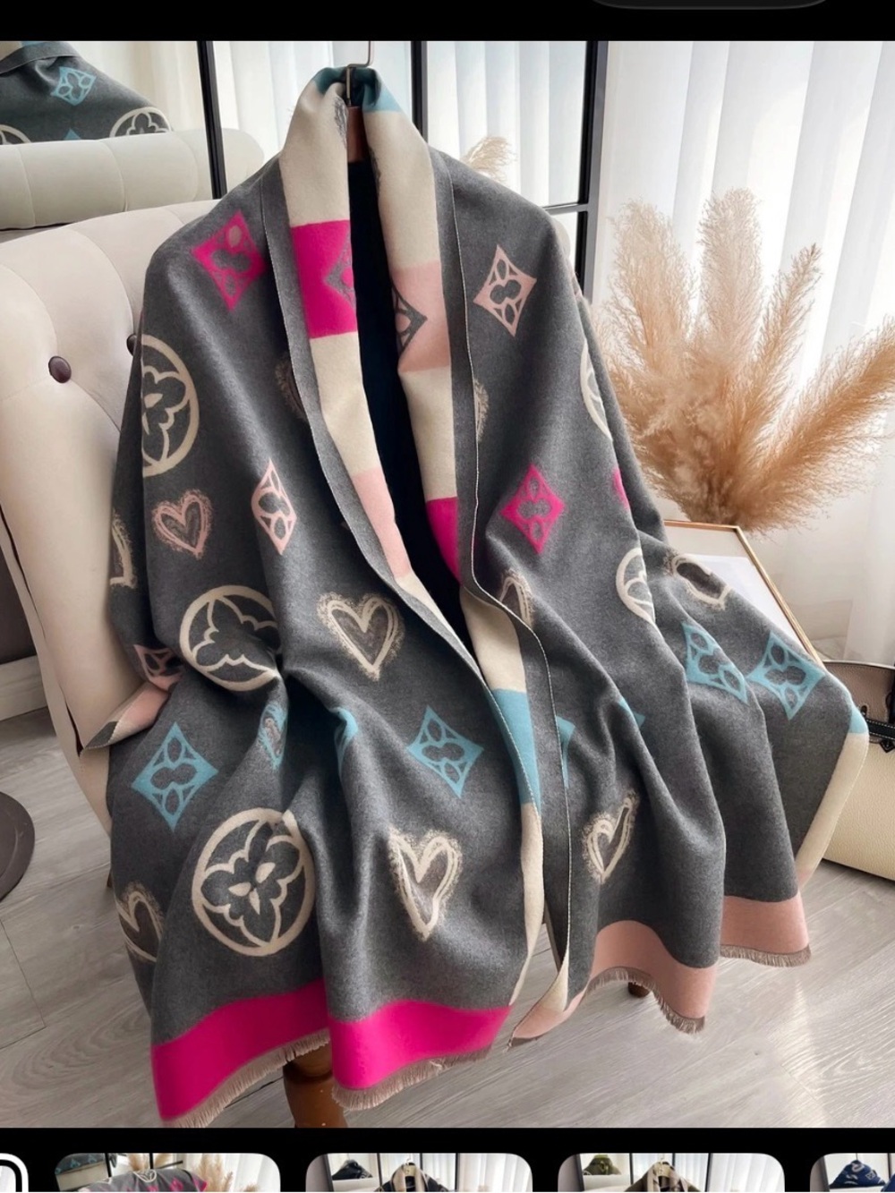 Luxury cashmere love scarf, Winter Pashmina Shawls Warm Wraps blanket, scarf